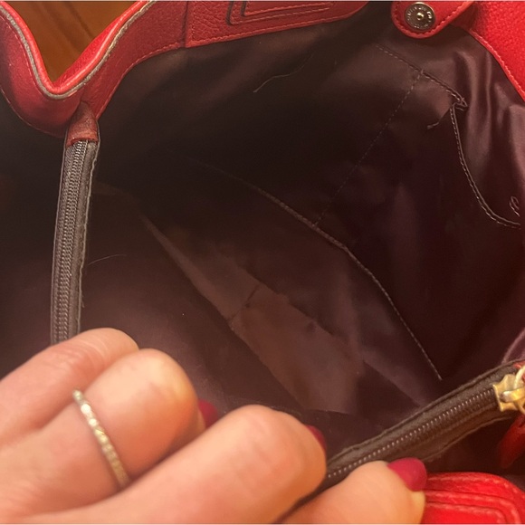 Coach Vintage F16531 Penelope Red Pebbled Leather Carryall Satchel - Picture 9 of 12